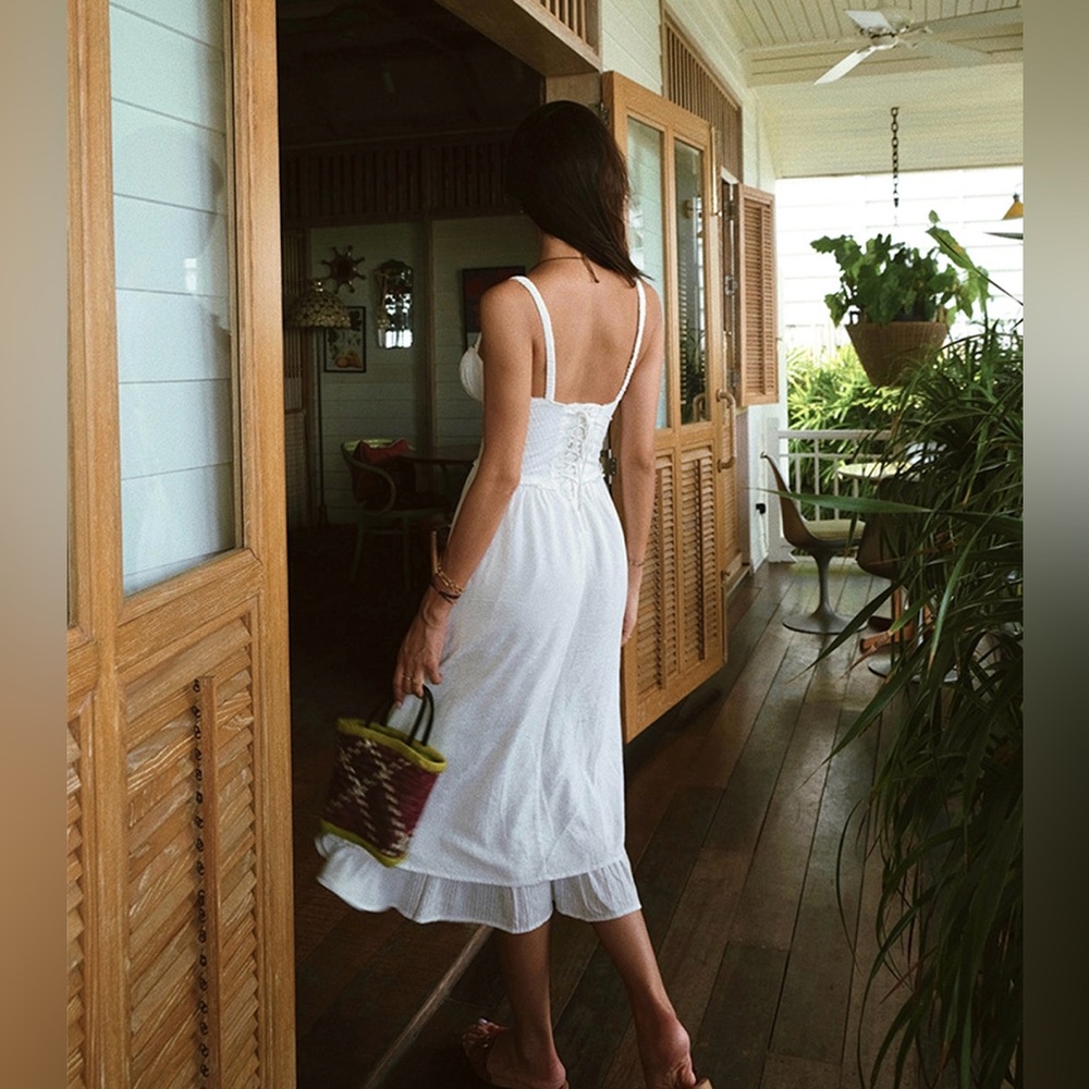 Commense Ruffle Hem Cami Plain Midi Dress - Picture 4 of 16